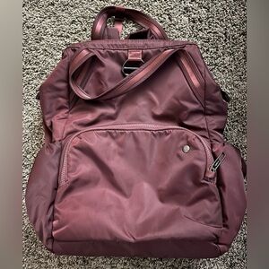 PacSafe Women's Citysafe CX 17L Anti Theft Backpack, color Merlot USED